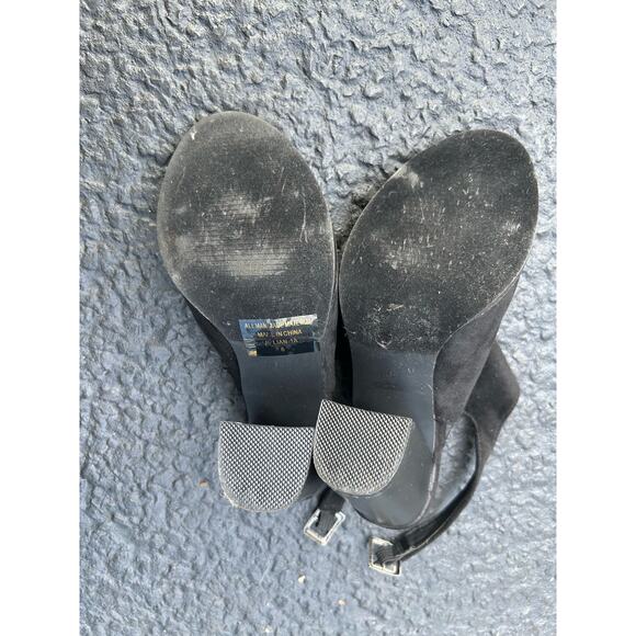 High Block Heel Open Toe Sandal Boot Women’s Size 6 Betani Black Bootie Shoe - Picture 5 of 5